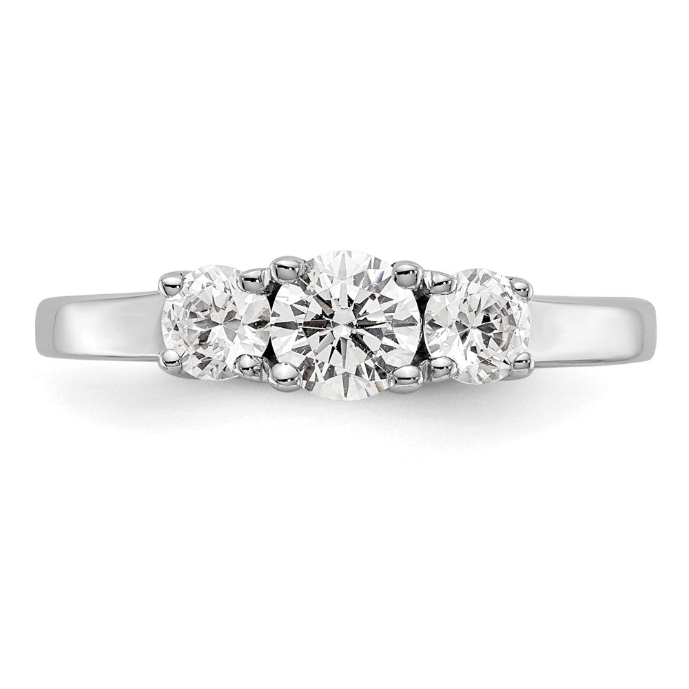 14K Weißgold Verlobungsring mit 3 simulierten Diamanten