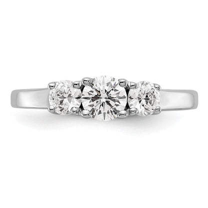 14K Weißgold Verlobungsring mit 3 simulierten Diamanten