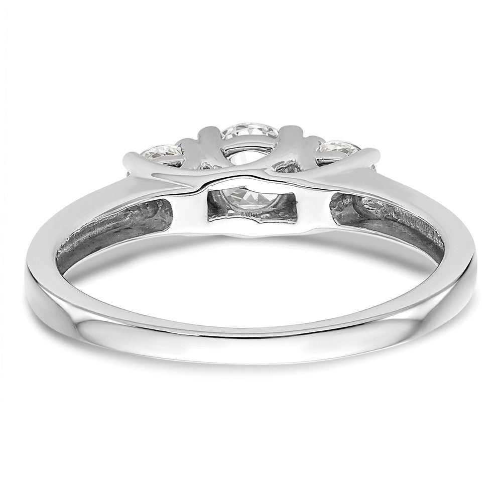 14K Weißgold Verlobungsring mit 3 simulierten Diamanten