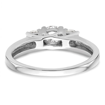 14K Weißgold Verlobungsring mit 3 simulierten Diamanten