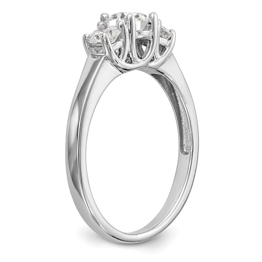 14K Weißgold Verlobungsring mit 3 simulierten Diamanten
