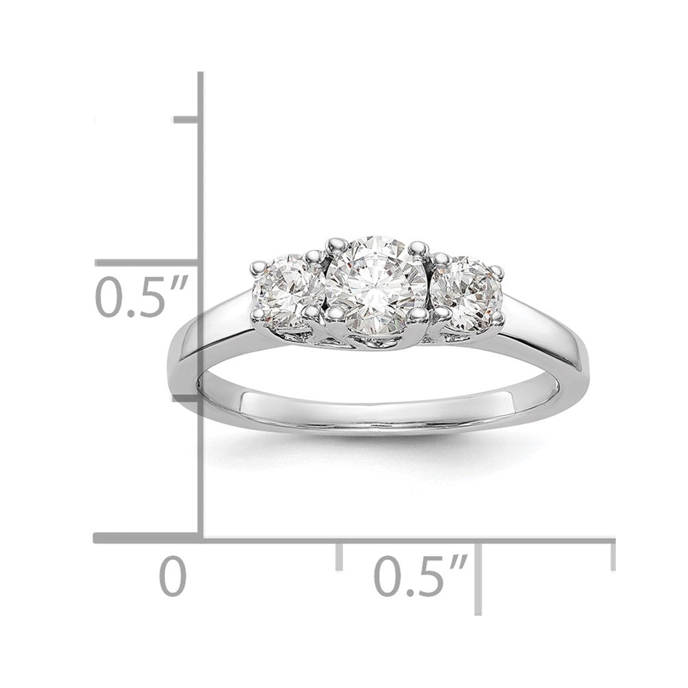 14K Weißgold Verlobungsring mit 3 simulierten Diamanten