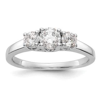14K Weißgold Verlobungsring mit 3 simulierten Diamanten