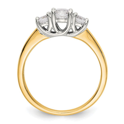 14K Bicolor Verlobungsring Dreistein mit Zirkonia