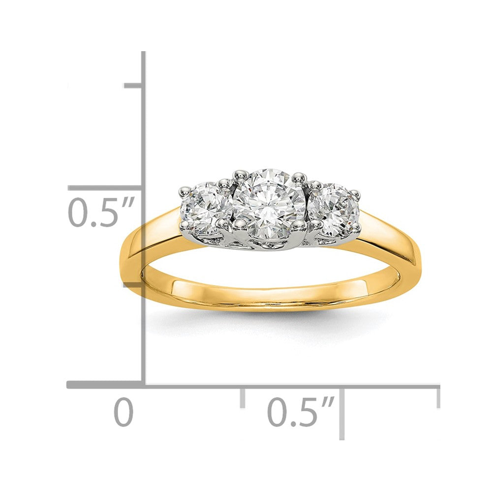 14K Bicolor Verlobungsring Dreistein mit Zirkonia