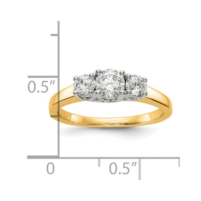 14K Bicolor Verlobungsring Dreistein mit Zirkonia