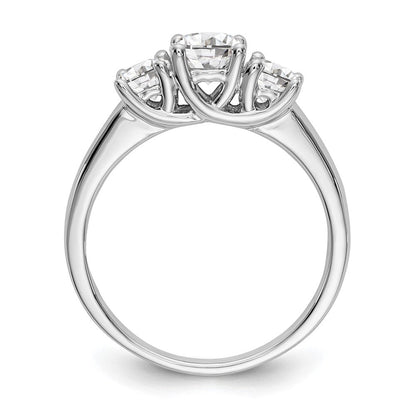 14K Weißgold Dreistein-Verlobungsring mit simulierten Diamanten