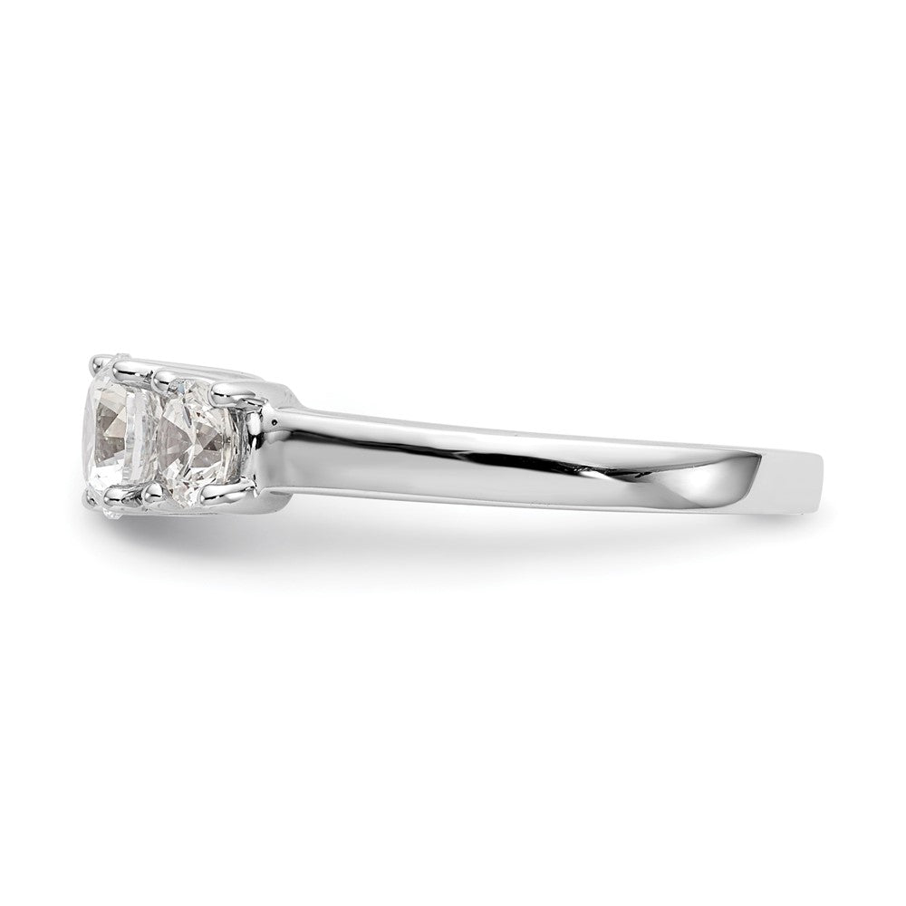 14K Weißgold Dreistein-Verlobungsring mit simulierten Diamanten