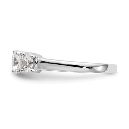 14K Weißgold Dreistein-Verlobungsring mit simulierten Diamanten