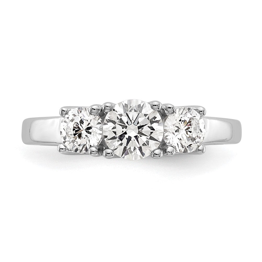 14K Weißgold Dreistein-Verlobungsring mit simulierten Diamanten