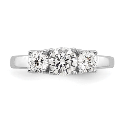 14K Weißgold Dreistein-Verlobungsring mit simulierten Diamanten