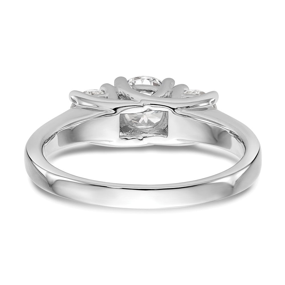 14K Weißgold Dreistein-Verlobungsring mit simulierten Diamanten