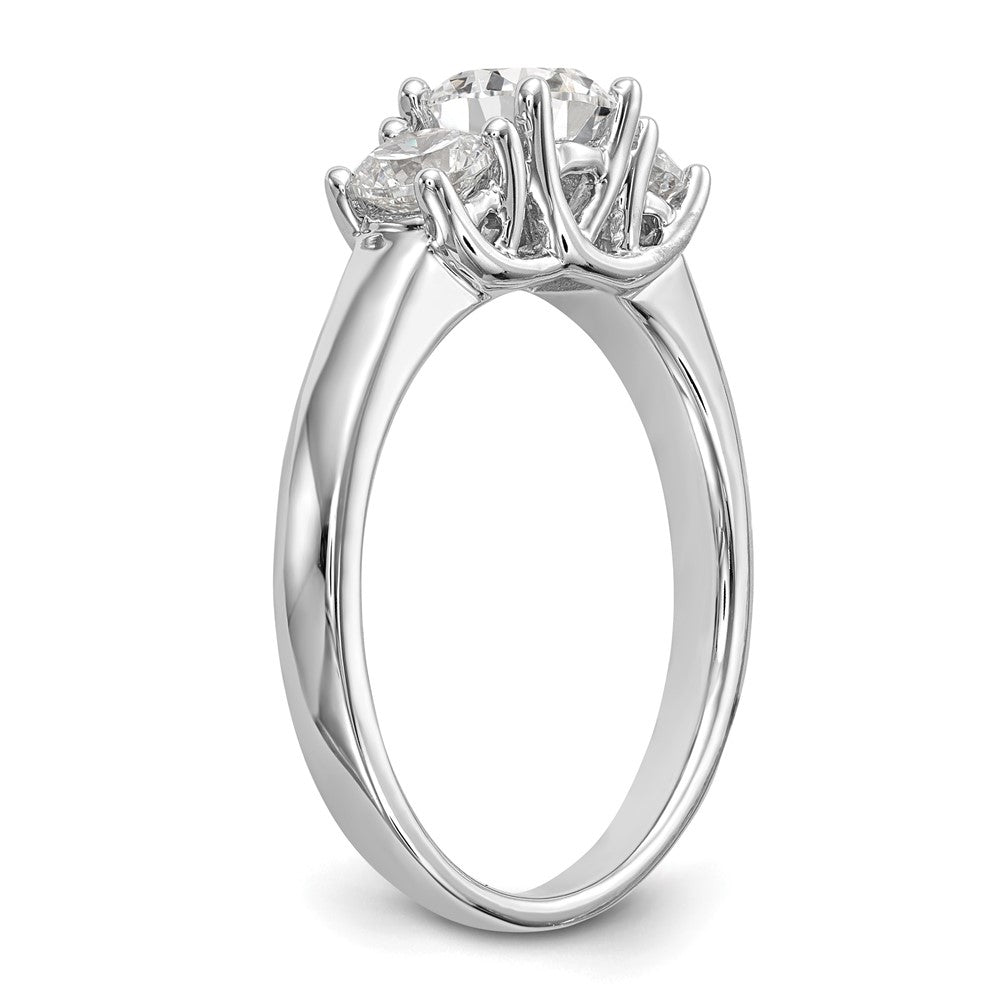 14K Weißgold Dreistein-Verlobungsring mit simulierten Diamanten
