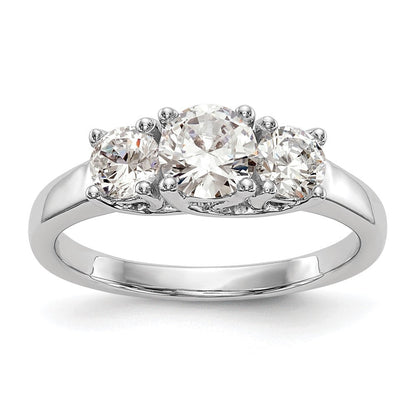 14K Weißgold Dreistein-Verlobungsring mit simulierten Diamanten