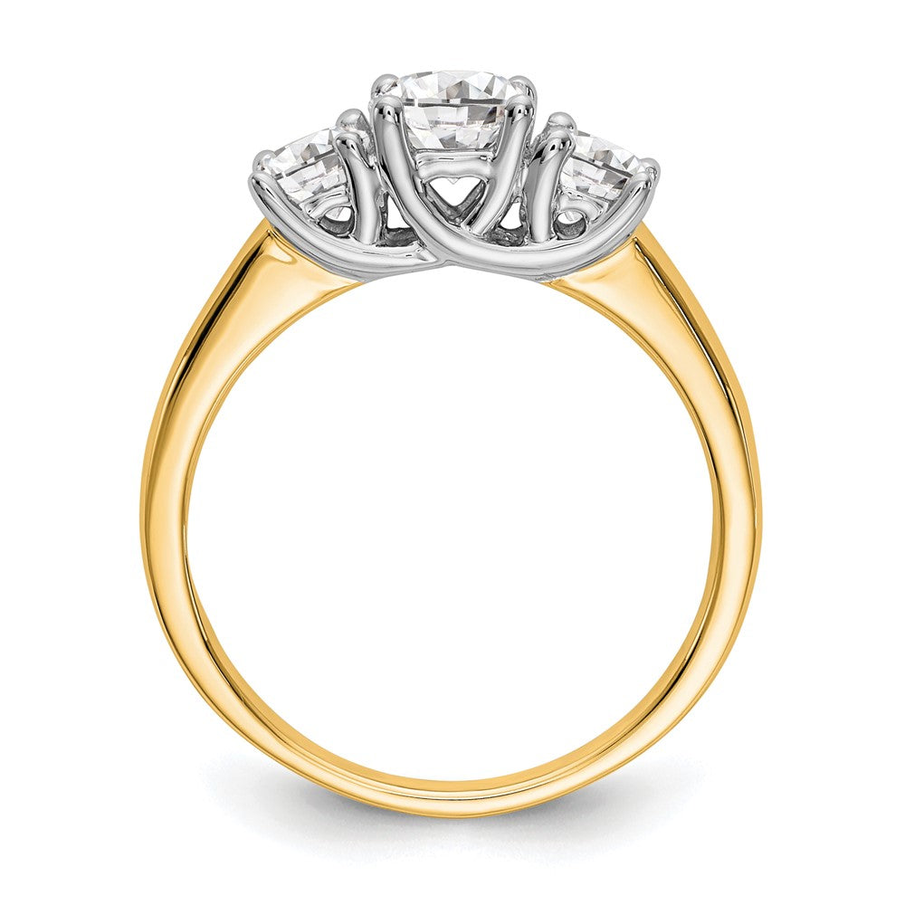14K Bicolor Verlobungsring mit Zirkonia im Dreistein-Design