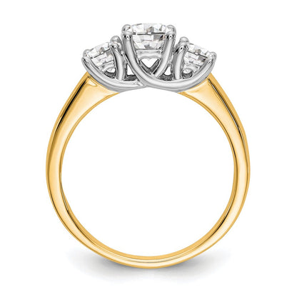14K Bicolor Verlobungsring mit Zirkonia im Dreistein-Design