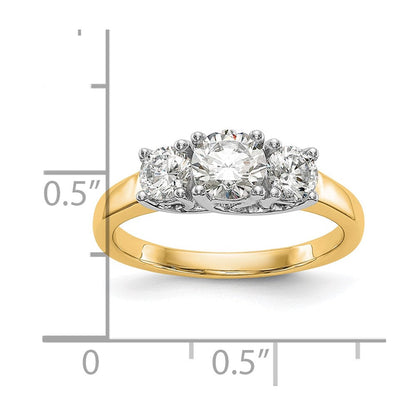 14K Bicolor Verlobungsring mit Zirkonia im Dreistein-Design