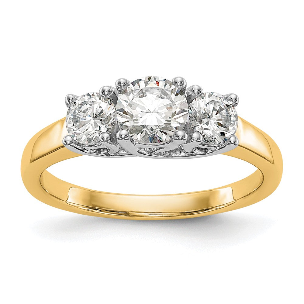14K Bicolor Verlobungsring mit Zirkonia im Dreistein-Design