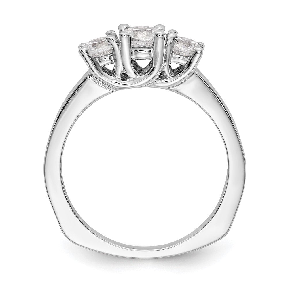 14K Weißgold 3 Stein (holds 1/2 Karat (4.7mm) Rund Mittig) Includes 2 4.00mm Seite Diamanten Halbfassung Verlobungsring