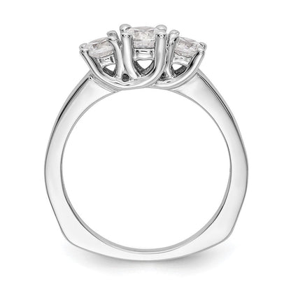 14K Weißgold 3 Stein (holds 1/2 Karat (4.7mm) Rund Mittig) Includes 2 4.00mm Seite Diamanten Halbfassung Verlobungsring