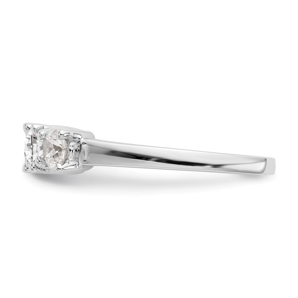 14K Weißgold 3 Stein (holds 1/2 Karat (4.7mm) Rund Mittig) Includes 2 4.00mm Seite Diamanten Halbfassung Verlobungsring