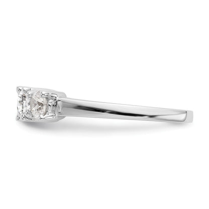 14K Weißgold 3 Stein (holds 1/2 Karat (4.7mm) Rund Mittig) Includes 2 4.00mm Seite Diamanten Halbfassung Verlobungsring
