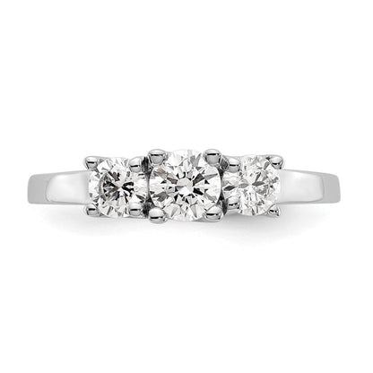 14K Weißgold 3 Stein (holds 1/2 Karat (4.7mm) Rund Mittig) Includes 2 4.00mm Seite Diamanten Halbfassung Verlobungsring
