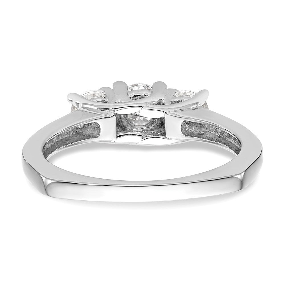 14K Weißgold 3 Stein (holds 1/2 Karat (4.7mm) Rund Mittig) Includes 2 4.00mm Seite Diamanten Halbfassung Verlobungsring