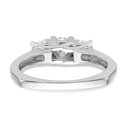 14K Weißgold 3 Stein (holds 1/2 Karat (4.7mm) Rund Mittig) Includes 2 4.00mm Seite Diamanten Halbfassung Verlobungsring