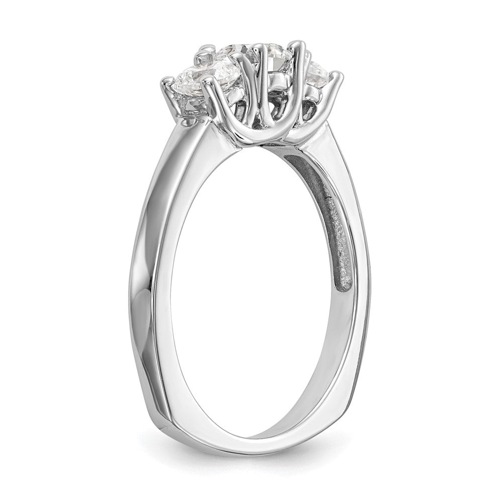 14K Weißgold 3 Stein (holds 1/2 Karat (4.7mm) Rund Mittig) Includes 2 4.00mm Seite Diamanten Halbfassung Verlobungsring