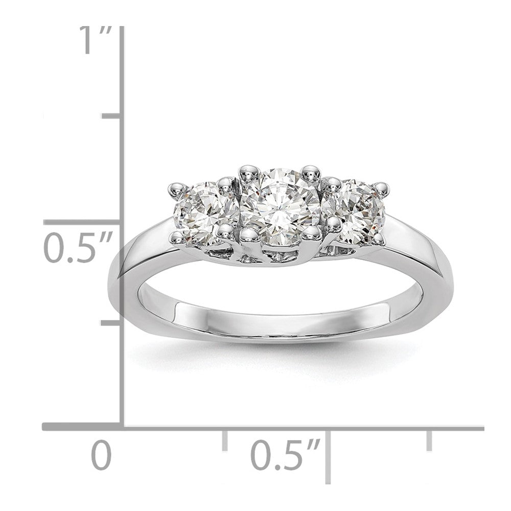 14K Weißgold 3 Stein (holds 1/2 Karat (4.7mm) Rund Mittig) Includes 2 4.00mm Seite Diamanten Halbfassung Verlobungsring