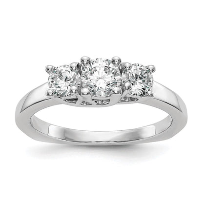 14K Weißgold 3 Stein (holds 1/2 Karat (4.7mm) Rund Mittig) Includes 2 4.00mm Seite Diamanten Halbfassung Verlobungsring