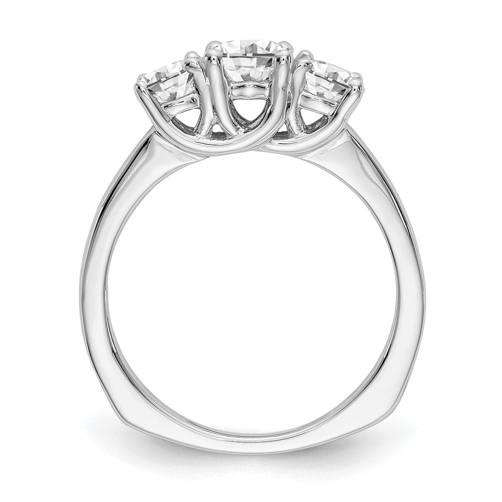 14K Weißgold Verlobungsring mit 3 simulierten Diamanten