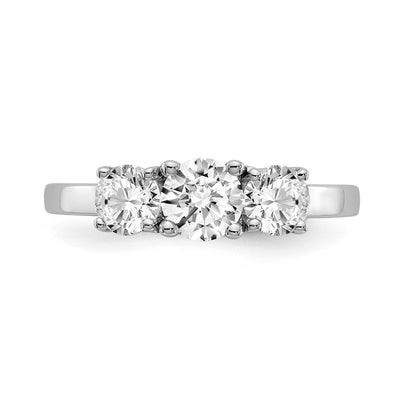 14K Weißgold Verlobungsring mit 3 simulierten Diamanten