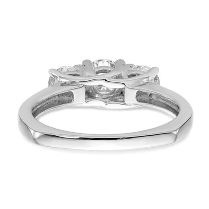 14K Weißgold Verlobungsring mit 3 simulierten Diamanten