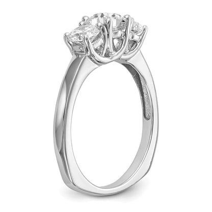 14K Weißgold Verlobungsring mit 3 simulierten Diamanten