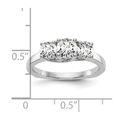 14K Weißgold Verlobungsring mit 3 simulierten Diamanten