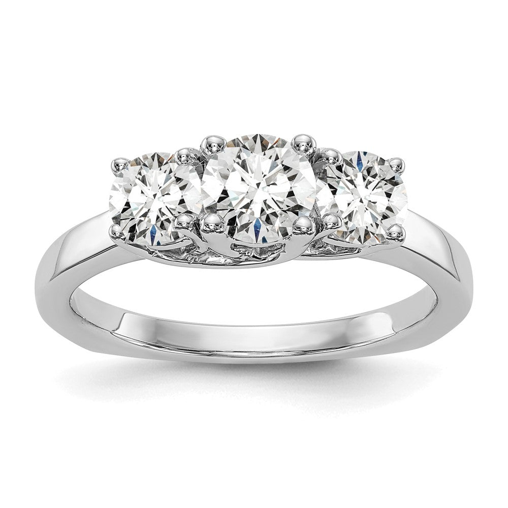 14K Weißgold Verlobungsring mit 3 simulierten Diamanten