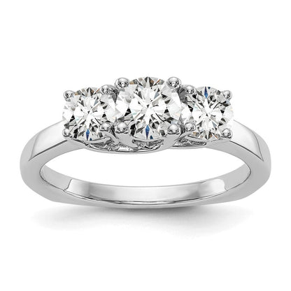 14K Weißgold Verlobungsring mit 3 simulierten Diamanten