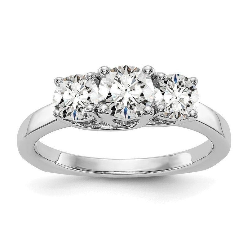 14K Weißgold Verlobungsring mit 3 simulierten Diamanten