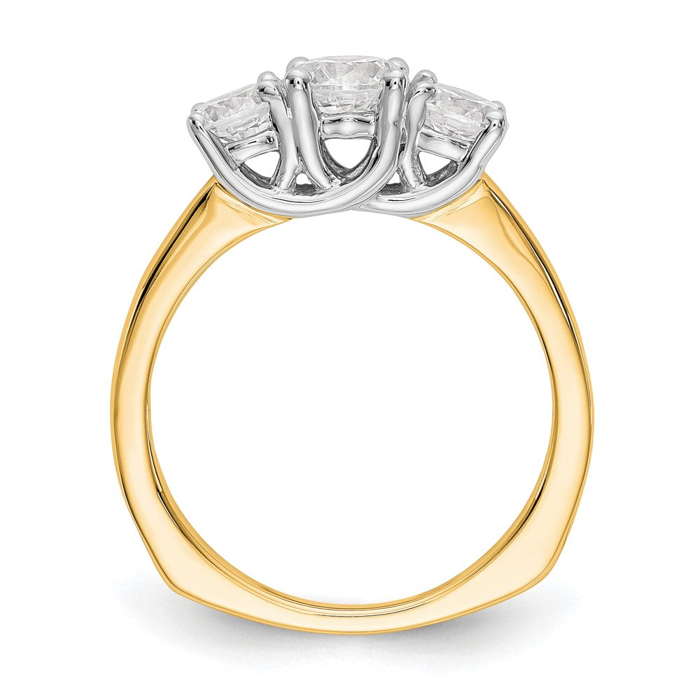 14K Bicolor Verlobungsring mit Zirkonia im Dreistein-Design