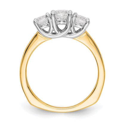 14K Bicolor Verlobungsring mit Zirkonia im Dreistein-Design