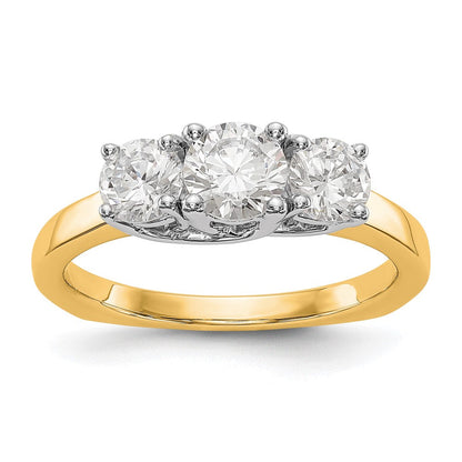 14K Bicolor Verlobungsring mit Zirkonia im Dreistein-Design