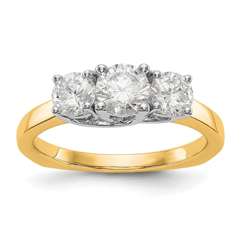 14K Bicolor Verlobungsring mit Zirkonia im Dreistein-Design