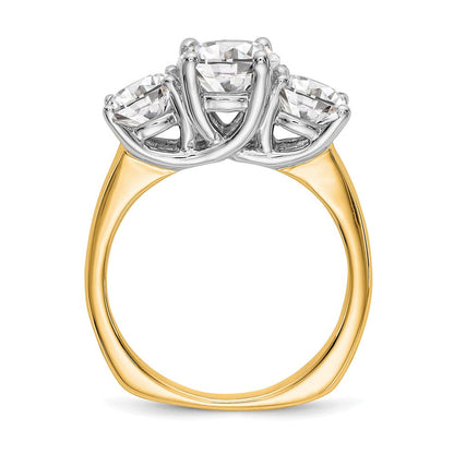 14K Bicolor Dreistein-Verlobungsring mit Zirkonia