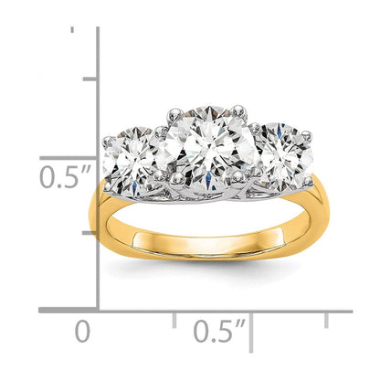 14K Bicolor Dreistein-Verlobungsring mit Zirkonia