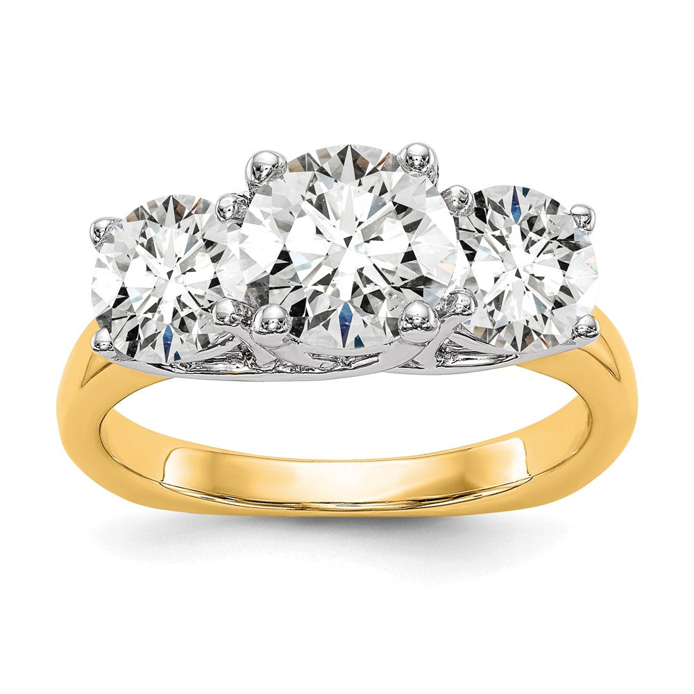 14K Bicolor Dreistein-Verlobungsring mit Zirkonia