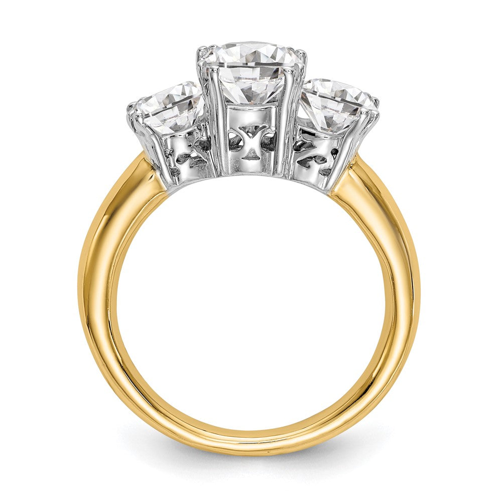 14K Bicolor Verlobungsring, Dreistein, mit Zirkonia