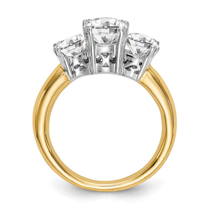 14K Bicolor Verlobungsring, Dreistein, mit Zirkonia