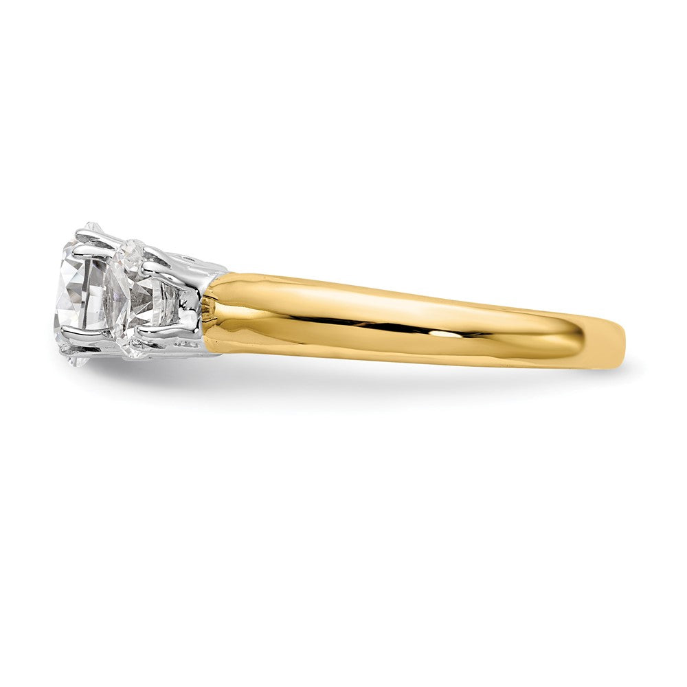 14K Bicolor Verlobungsring, Dreistein, mit Zirkonia